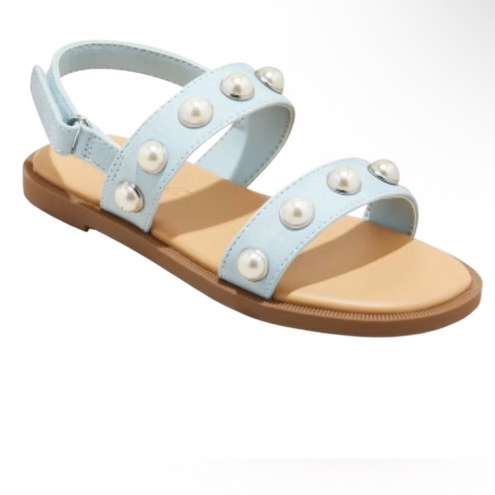 Cat & Jack Selene Blue Faux Pearl Strappy Sandals Toddler Girls Size 6 NWT